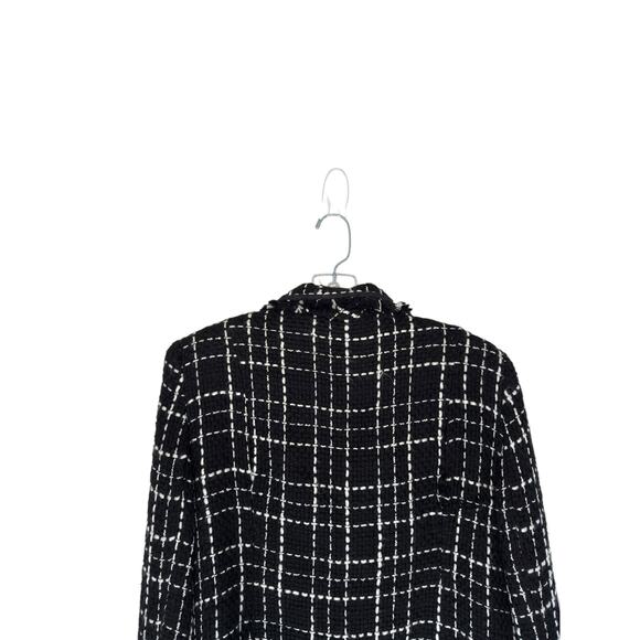 Vintage Blazer Women's Black White Tweed Twee Fringe Dressy Office Work Size 12 - Picture 8 of 13